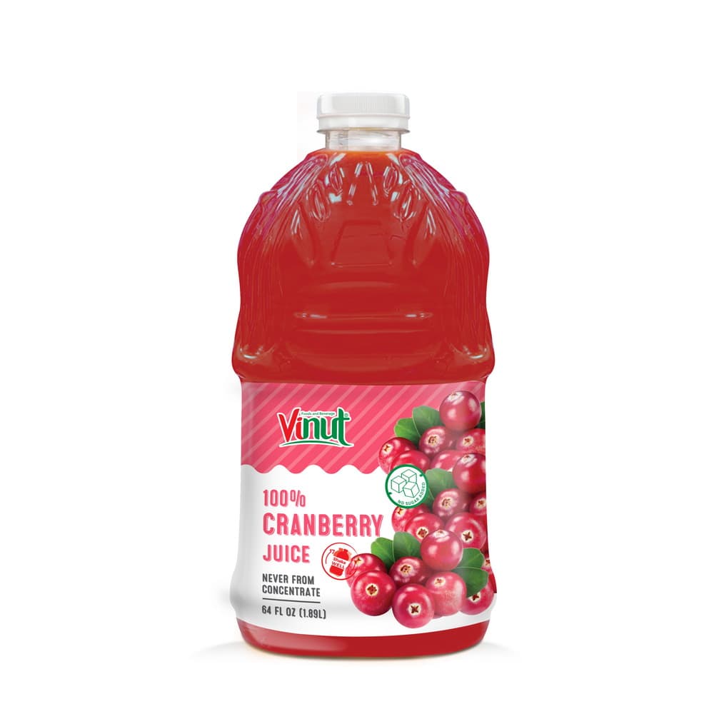 VINUT 100% क्रैनबेरी जूस, नेवर फ्रॉम कॉन्सेंट्रेट, PET बोतल, 64 fl oz 1.89 L