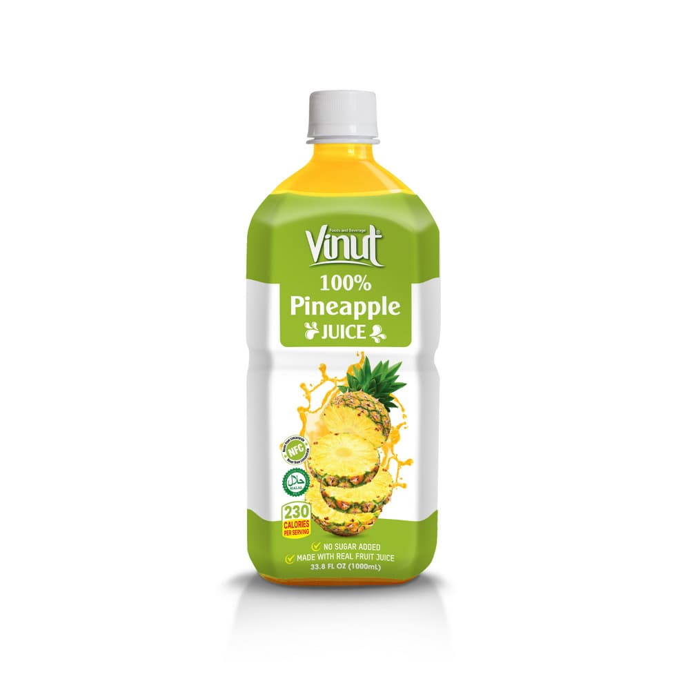 VINUT 100% अनानास का जूस, बिना अतिरिक्त चीनी के, 33.8 fl oz (1,000 mL) PET बोतल