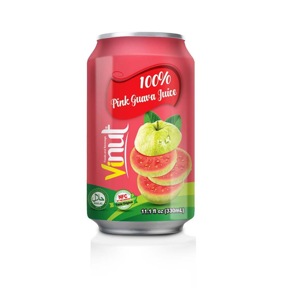 VINUT 100% गुलाबी अमरूद का जूस, 11.1 fl oz (330 mL) कैन