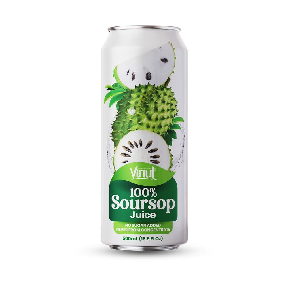VINUT 100% Soursop जूस, बिना चीनी, नेवर फ्रॉम कॉन्सेंट्रेट, स्लिम कैन, 16.9 fl oz 500 mL