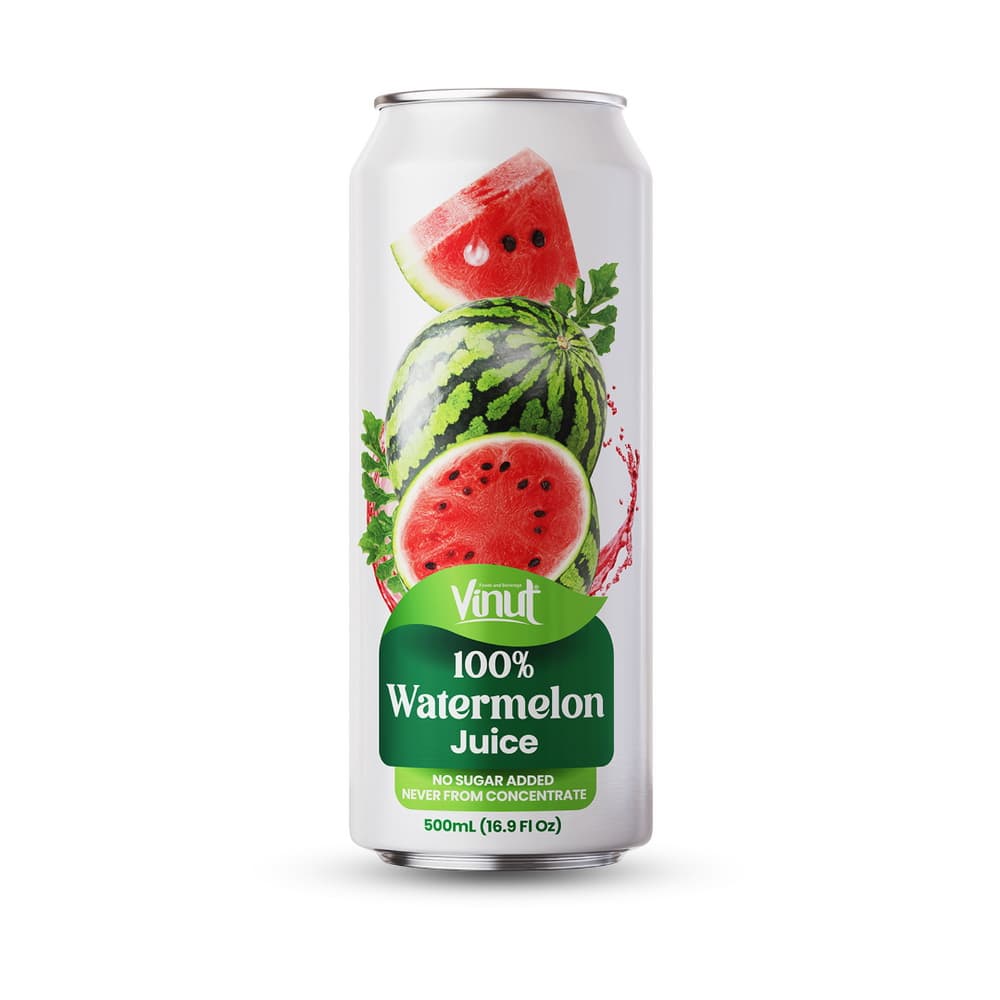 Vinut 100% Watermelon Juice, No Sugar Added, Never From Concentrate, Slim Can, 16.9 fl oz 500 mL