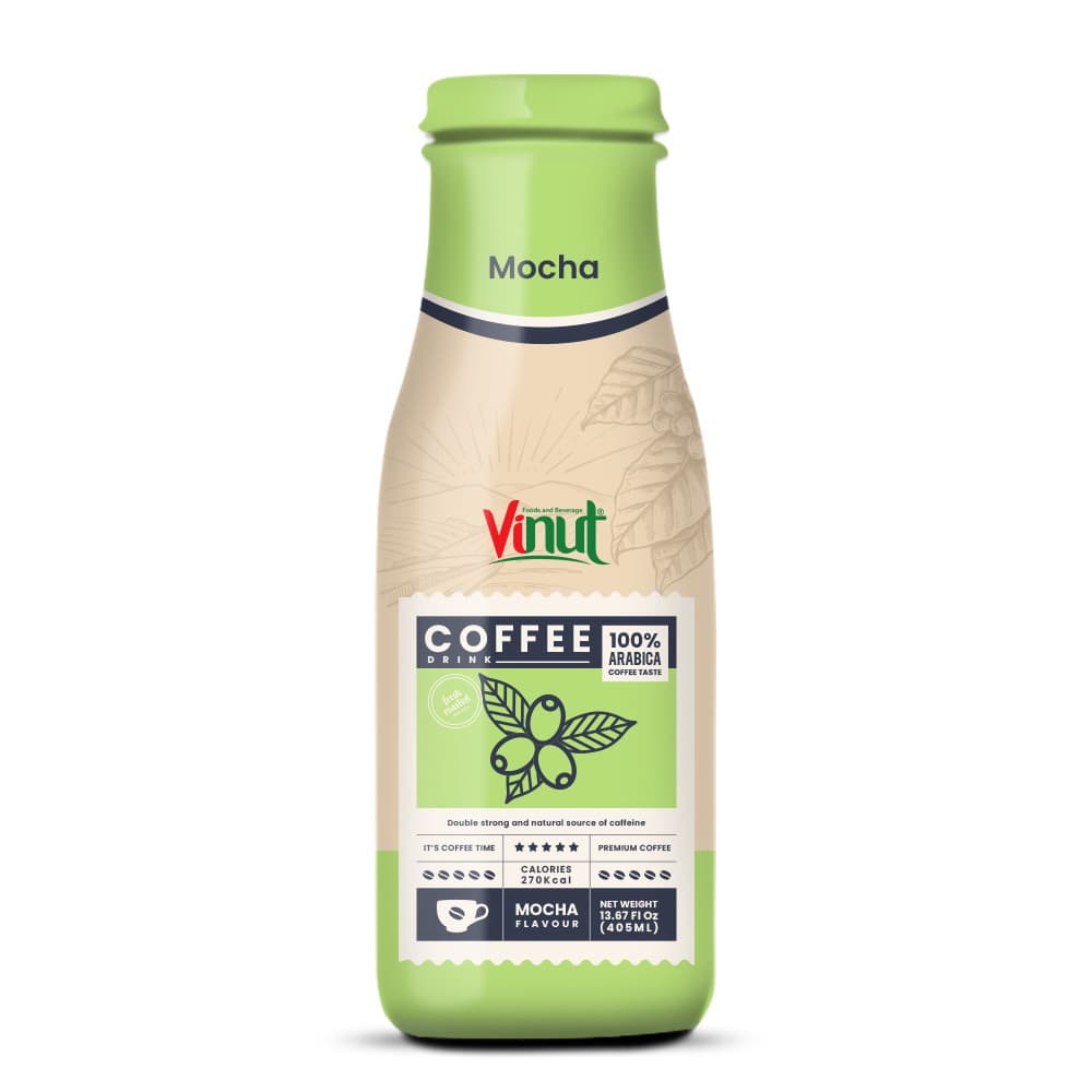 VINUT कॉफ़ी ड्रिंक 100% अरेबिका, मोका फ़्लेवर, बोतल, 13.87 fl oz 405 mL