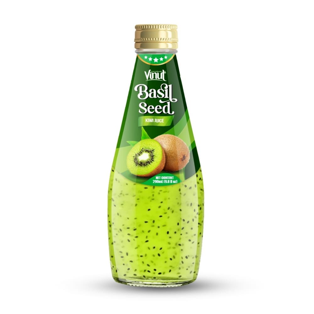 VINUT कीवी बेसिल सीड जूस, कांच की बोतल, 9.8 fl oz (290 mL)