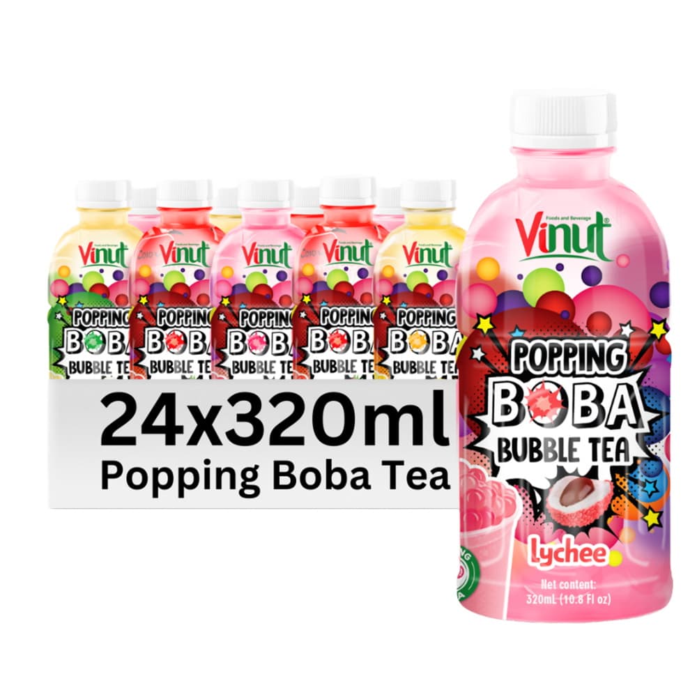 VINUT लीची पॉपिंग बोबा बबल टी, PET बोतल, 10.8 fl oz (320 mL)