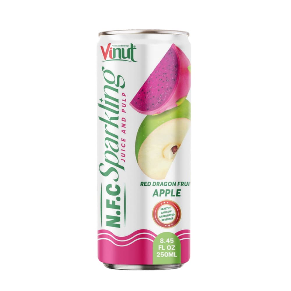VINUT N.F.C स्पार्कलिंग जूस और पल्प रेड ड्रैगन फ्रूट एप्पल, स्लिम कैन, 8.45 fl oz 250 mL
